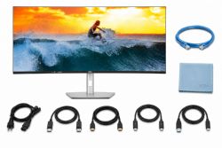 Dell UltraSharp U4025QW 40" Class 5K2K WUHD Curved Screen LED Monitor DisplayPort Cable + ZoomSpeed HDMI Cable + USB-C Cable + AOM Microfiber Cloth