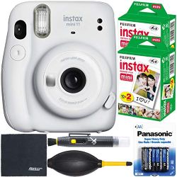 FUJIFILM Mini 11 Instant Film Camera (Ice White, 16654798) + Film Value Pack (40 Sheets) + AOM Starter Bundle