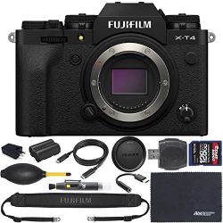 FUJIFILM X-T4 Mirrorless Digital Camera (Body Only, Black, 16652855) + ZoomSpeed 128GB High Speed SDXC Memory Card + AOM Pro Bundle
