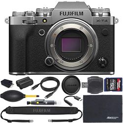 FUJIFILM X-T4 Mirrorless Digital Camera (Body Only, Silver, 16652867) + ZoomSpeed 128GB High Speed SDXC Memory Card + AOM Pro Bundle