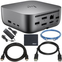 HP Thunderbolt 4 100W G6 Dock (9X472UT#ABA) + ZoomSpeed 6-ft DisplayPort Cable + ZoomSpeed 6-ft HDMI Cable + ZoomSpeed 6-ft Ethernet Cable + AOM Microfiber Cleaning Cloth