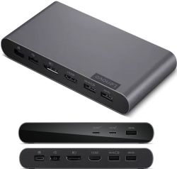 Lenovo 40B30090US Docking Station USB-C Universal Business Dock Dual Display (1 DP 1.4 & 1 HDMI 2.0) 65W Charging for Laptop (90W Power Adapter included) 3X USB-A & 2X USB-C Ports  Windows Compatible