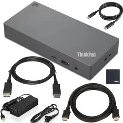 Lenovo ThinkPad USB Type-C Dock Gen 2 with 4K (40B70090US) 135 Watt + includes ZoomSpeed HDMI Cable (with Ethernet) + ZoomSpeed DisplayPort Cable + USB-C Cable + Starter Bundle