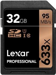 Lexar Professional 633x 32GB SDHC UHS-I/U1 Card - LSD32GCB1NL633