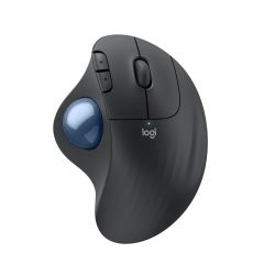 Logitech Ergo M575S Wireless Trackball Mouse, Wireless Ergonomic Mouse with Bluetooth and Encrypted Dongle, Comfortable Thumb Control, Precise and Smooth Tracking, for PC/Mac - Graphite Blue Ball