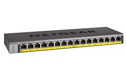 NETGEAR 16-Port Gigabit Ethernet Unmanaged PoE Switch (GS116LP) -with 16 x PoE76W Upgradeable, Desktop, Wall Mount or Rackmount