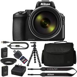 Nikon COOLPIX P950 Digital Camera: with 83x Optical Zoom, 4K and Built-in Wi-Fi (Black) + 128GB 1200X SDXC Card + 2 EN-EL20 Batteries + Case + Flexible Tripod + Pro Bundle