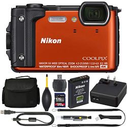 Nikon COOLPIX W300 Digital Camera (Orange, 26524) + ZoomSpeed 128GB High Speed SDXC Memory Card + AOM Pro Bundle - International Version