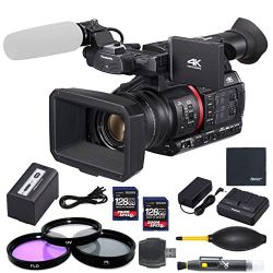 Panasonic AG-CX350 4K Camcorder (AG-CX350PJ5) + ZoomSpeed 256GB (2 x 128gb) High Speed 4K SDXC Memory (1200X) + Deluxe Pro Bundle