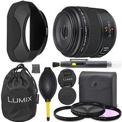 Panasonic Leica DG Macro-Elmarit 45mm f/2.8 ASPH. MEGA O.I.S. Mirrorless Camera Prime Lens 45mm f2.8 (H-ES045) + AOM Pro Bundle - international Version (1 Year AOM Warranty)