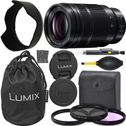 Panasonic Leica DG Vario-Elmarit 50-200mm f/2.8-4 Power O.I.S. Lens 55-200mm f2.8-4 (H-ES50200) Mirrorless Camera Telephoto Zoom Lens + AOM Pro Bundle - international Version (1 Year AOM Warranty)