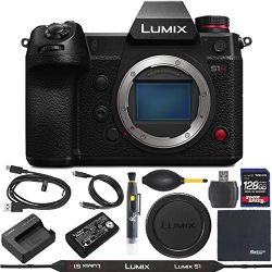 Panasonic Lumix DC-S1H Mirrorless Digital Camera (Body Only, DC-S1HBODY) + ZoomSpeed 128GB High Speed SDXC Memory Card + AOM Pro Bundle - International Version
