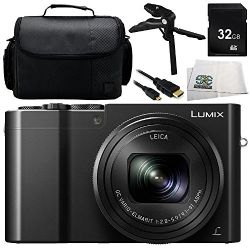 Panasonic Lumix DMC-ZS110 / ZS100 / TZ100 / TZ110 Digital Camera (Black) 6PC Bundle Includes 32GB SD Memory Card + More - International Version (No Warranty)