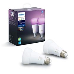 Philips Hue White and Color Ambiance 2-Pack A19 LED Smart Bulb, Bluetooth & Zigbee compatible (Hue Hub Optional), Works with Alexa & Google Assistant  A Certified for Humans Device