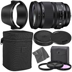 Sigma 24-105mm f/4 DG OS HSM Art Lens for Canon EF with AOM Starter Kit, Sigma Case, Hood, Ultraviolet Filter (UV) Polarizing Filter (CPL) Fluorescent Daylight Filter (FL-D)