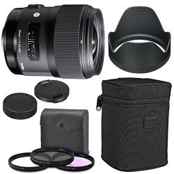 Sigma 35mm f/1.4 DG HSM Art Lens for Nikon DSLR Cameras + AOM Starter Kit, Sigma Case, Hood, Ultraviolet Filter (UV) Polarizing Filter (CPL) Fluorescent Daylight Filter (FL-D)