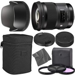 Sigma 50mm f/1.4 DG HSM Art Lens for Nikon F with AOM Starter Kit, Sigma Case, Hood, Ultraviolet Filter (UV) Polarizing Filter (CPL) Fluorescent Daylight Filter (FL-D)
