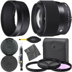 Sigma 56mm f/1.4 DC DN Contemporary Lens for Sony E (351965) + AOM Pro Starter Bundle Kit - international Version (1 Year AOM Warranty)