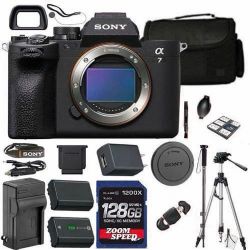 Sony a7 IV Mirrorless Camera (Body Only) + 128 GB Memory + Tripod + Case + Monopod + Card Reader + Battery Charger + More