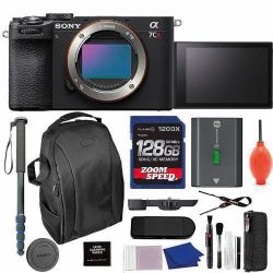 Sony Alpha 7CR Full-Frame Interchangeable Lens Hybrid Camera (Black) Bundle with Backpack, Monopod & More