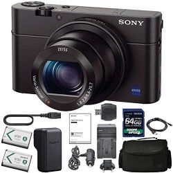 Sony Cyber-Shot DSC-RX100 III Digital Camera (DSCRX100M3/B) + 128GB AOM Pro Kit Combo Bundle - International Version (1 Year AOM Warranty)