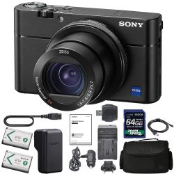 Sony Cyber-Shot DSC-RX100 VA DSC-RX100 V(A) Digital Camera + Sony NP-BX1/M8 Battery Spare NP-BX1 Battery, 64gb SDXC 1200x Card, Reader, Case, AC Adapter Bundle Kit