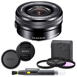 Sony SELP1650 16-50mm Power Zoom Lens (Black) + 8PC Kit includes 3 Piece Filter Kit
