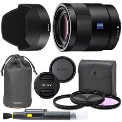 Sony Sonnar T FE 55mm f/1.8 ZA Full Frame Lens with AOM Pro Kit. Includes: UV Filter, Circular Polarizing Filter, Fluorescent Day Filter, Sony Lens Hood, Front & Rear Caps