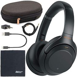 Sony WH-1000XM3 Wireless Noise-Canceling Over-Ear Headphones (Black) WH1000XM3/B + AOM Bundle - International Version (1 Year AOM Warranty)