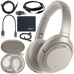 Sony WH-1000XM3 Wireless Noise-Canceling Over-Ear Headphones (Silver) WH1000XM3/S + AOM Bundle - international Version (1 Year AOM Warranty)