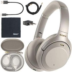 Sony WH-1000XM3 Wireless Noise-Canceling Over-Ear Headphones (Silver) WH1000XM3/S + AOM Bundle - international Version (1 Year AOM Warranty)