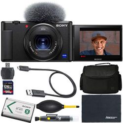 Sony ZV-1 Digital Camera (Black, DCZV1/B) + ZoomSpeed 128GB High Speed SDXC Memory Card + AOM Pro Bundle - International Version