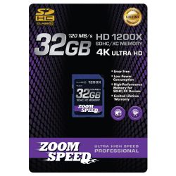 ZoomSpeed 32GB Ultra 4K High Speed Premium SDHC/XC Memory Card 120MB/S- Class 10