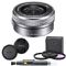 Sony SELP1650 16-50mm Power Zoom Lens (Silver) + 8PC Kit Includes 3 Piece Filter Kit (UV-CPL-FLD) + Front & Rear Lens Caps + Cleaning Pen - Sony E PZ 16-50mm f/3.5-5.6 OSS Lens