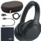 Sony WH-1000XM4 Wireless Noise-Canceling Over-Ear Headphones WH1000XM4/B (Black) + AOM Starter Bundle: International Version