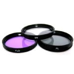 3 Piece Glass Filter Set (Ultra Violet, Circular Polarizer, Fluorescent Filter)