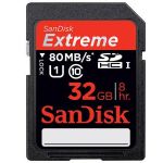 32GB Extreme SDHC - UHS-I Memory Card - 80MBS/sec