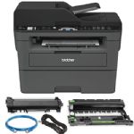 Brother Monochrome Laser Printer, Compact All-in One Printer, Multifunction Printer, MFCL2710DW, Wireless Networking and Duplex Printing + Ethernet Cable Bundle