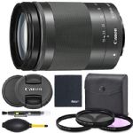 Canon EF-M 18-150mm f/3.5-6.3 is STM Lens (Graphite) (1375C002) + AOM Bundle Package Kit - International Version (1 Year AOM Wty)