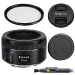 Canon EF 50mm f/1.8 STM Lens with Glass UV Filter, Front and Rear Lens Caps, and Deluxe Cleaning Pen, Lens Accessory