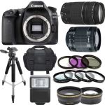 Canon EOS 80D DSLR Body W/ 18-55mm IS STM 75-300mm III 64GB