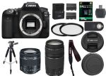 Canon EOS 90D Digital SLR Camera + 18-55mm STM + Canon 75-300mm III Lens + SD Card Reader + 64gb SDXC + Remote + Spare Battery + Accessory Bundle