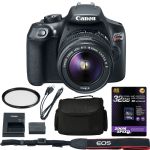 Canon EOS Rebel T6 DSLR: AutoFocus Camera + Image Stabilized 18-55mm Lens + AOM 32GB Starter Bundle - Includes Gadget Bag, UV Filter, Starter Kit