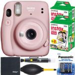 FUJIFILM Mini 11 Instant Film Camera (Blush Pink, 16654774) + Film Value Pack (40 Sheets) + AOM Starter Bundle