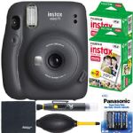 FUJIFILM Mini 11 Instant Film Camera (Charcoal Gray, 16654786) + Film Value Pack (40 Sheets) + AOM Starter Bundle