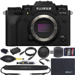 FUJIFILM X-T4 Mirrorless Digital Camera (Body Only, Black, 16652855) + ZoomSpeed 128GB High Speed SDXC Memory Card + AOM Pro Bundle