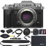 FUJIFILM X-T4 Mirrorless Digital Camera (Body Only, Silver, 16652867) + ZoomSpeed 128GB High Speed SDXC Memory Card + AOM Pro Bundle