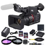 Panasonic AG-CX350 4K Camcorder (AG-CX350PJ5) + ZoomSpeed 256GB (2 x 128gb) High Speed 4K SDXC Memory (1200X) + Deluxe Pro Bundle