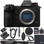 Panasonic Lumix DC-S1R Mirrorless Digital Camera (Body Only, DC-S1RBODY) + ZoomSpeed 128GB High Speed SDXC Memory Card + AOM Pro Bundle