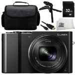 Panasonic Lumix DMC-ZS110 / ZS100 / TZ100 / TZ110 Digital Camera (Black) 6PC Bundle Includes 32GB SD Memory Card + More - International Version (No Warranty)